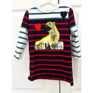 Stella McCartney kids Striped Dress Red Blue Bear Graphic size 4 toddler girls